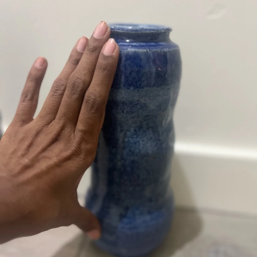 Indigo blue ceramic blue pottery vase